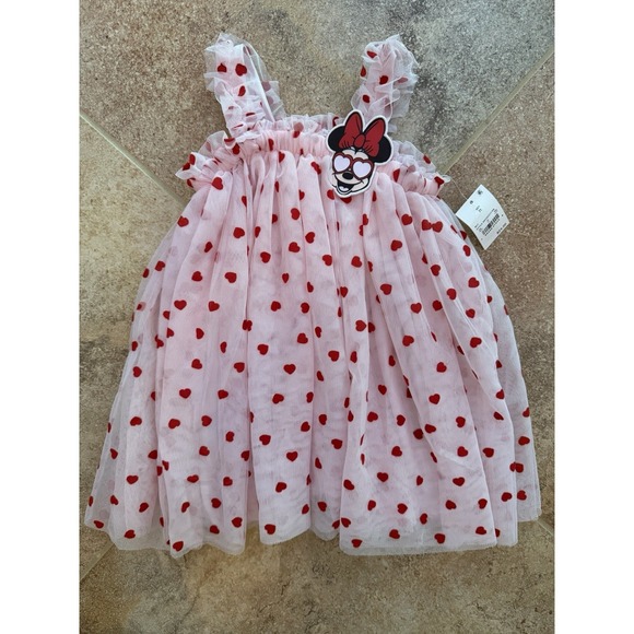 Disney Other - Toddler Girls' Disney Junior Minnie Mouse Pink Heart Tulle Dress Size 2T NWT